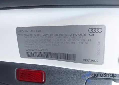 2021 Audi A5 Sportback Premium 45 Tfsi Quattro S Tronic z USA, uszkodzony, nr VIN WAUDACF54MA057091